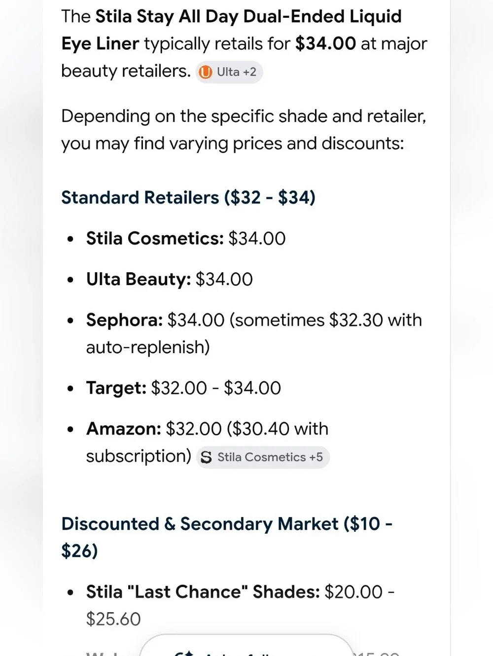 Stila Dual-Ended Liquid Eyeliner - White
